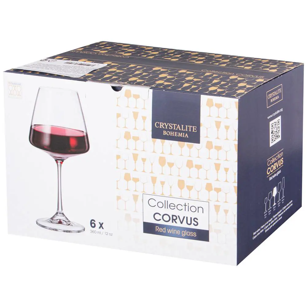 Чаши за червено вино Corvus 360мл, Bohemia 3 Crovus червно вино 360