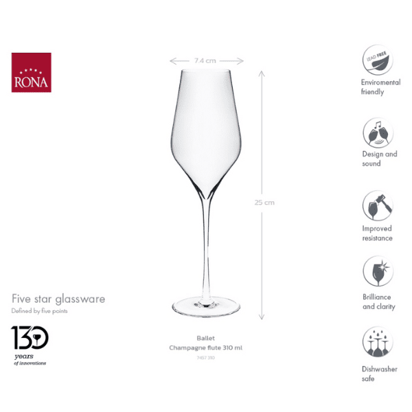 BALLET чаши за шампанско 310 мл, 4 броя, Rona Словакия 1 BALLET чаши за шампанско 310 мл, 4 броя, Rona Словакия