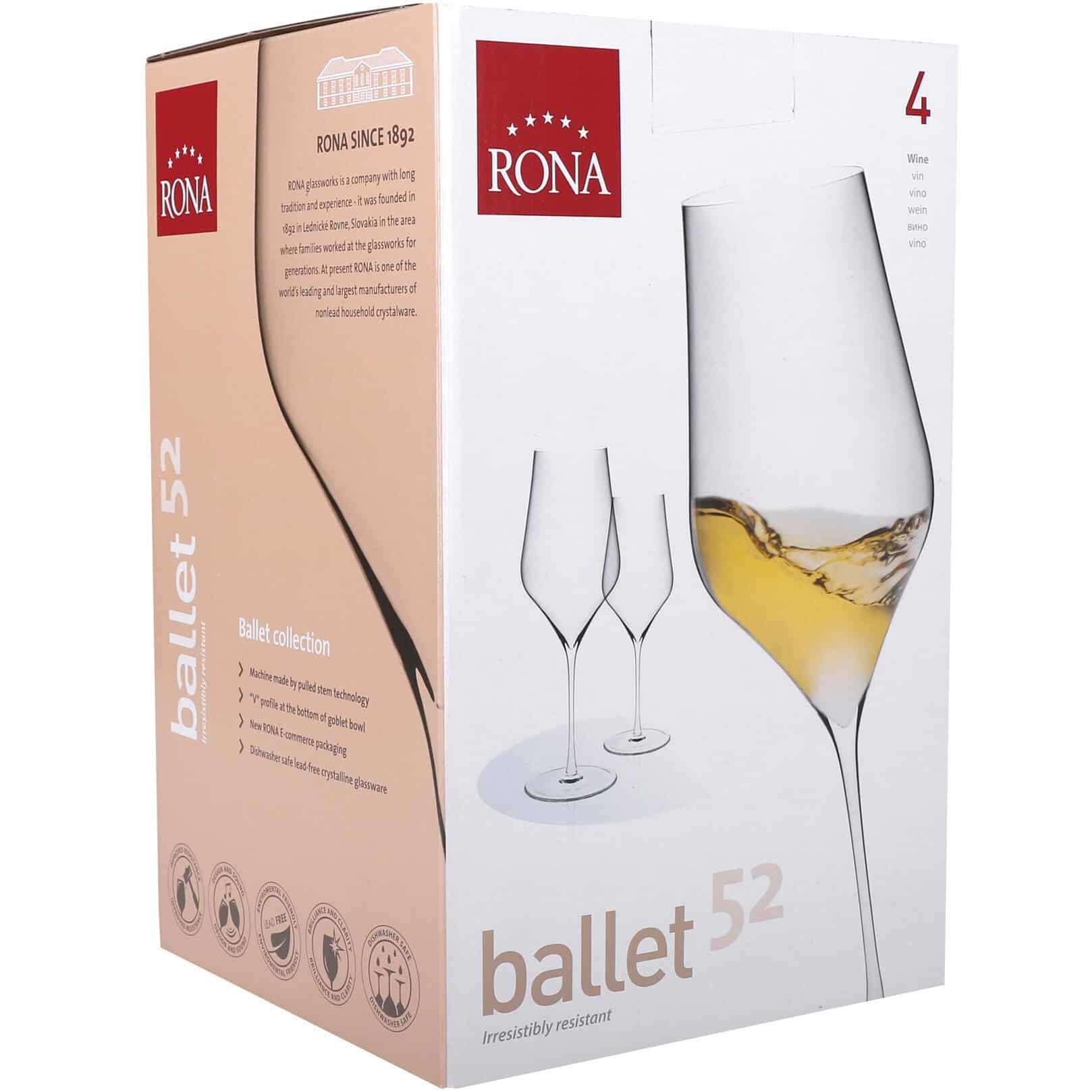 Rona BALLET чаши за вино 520 мл 4 броя 3 Чаши за Вино Rona Ballet